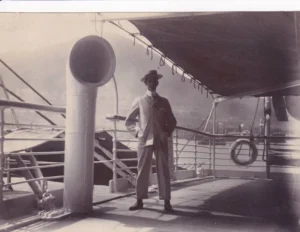 Vintage photograph of Shanghai 1905 departure scene